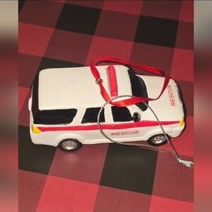 Rescue Vehicle EMS Christmas Ornament! Made In The U.S.